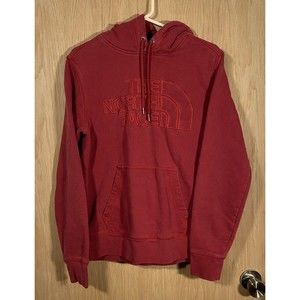 The North Face Red Hoodie Half Dome Embroidered Logo Heavyweight Men's Sz Small